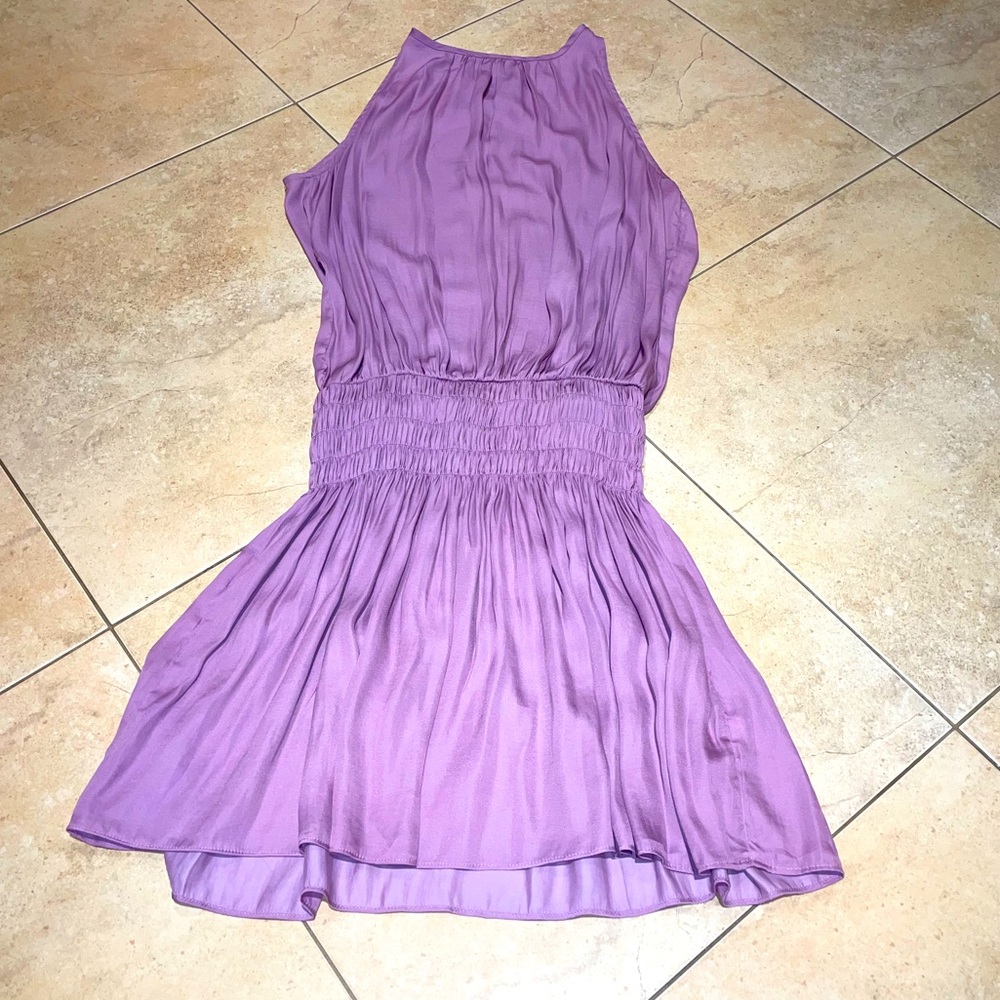 purple flowy dress